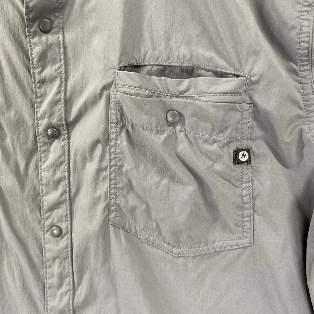 Marmot Shirt Mens XXL Kapalino Performance Snap Button Up Gray Pockets Outdoor